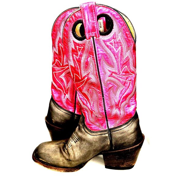 Vintage Stetson Cowboy Boots Western Ranch Leather Pink Gray Womens Size 5.5 - Picture 4 of 14